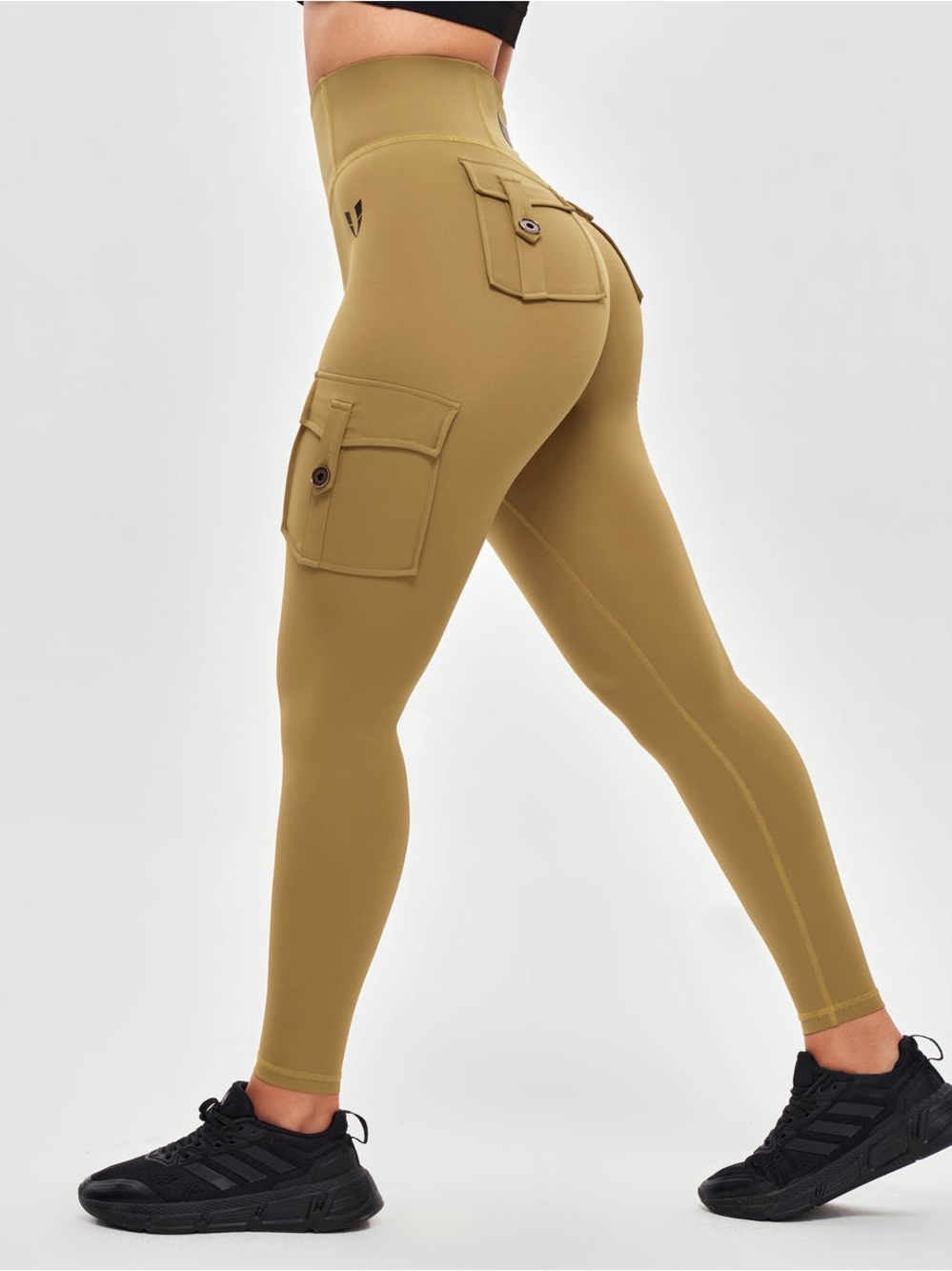High-Waist Cargo Leggings in Olive Green